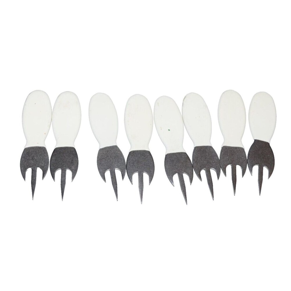 Vtg SS Corn on‎ the Cob Holder fork set rubber end metal Estate find 8 pc 4 pair